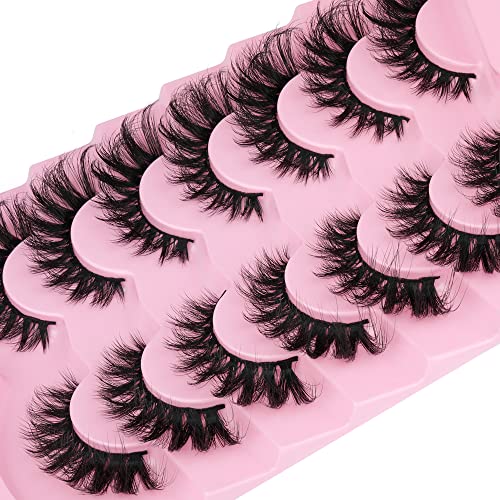 JIMIRE Faux Mink Cat Eye Lashes - 17MM Fluffy Fox Eye (7 Pairs)