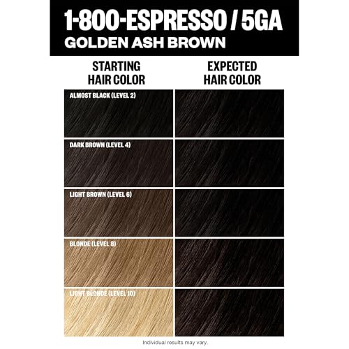 IGK Permanent Hair Dye Color Kit | 5GA1-800 Espresso - Golden Ash Brown | 100% Gray Color Coverage + Strengthen + Shine | Ammonia Free