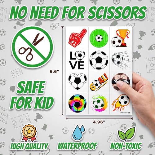 96 PCS Soccer Temporary Tattoos for Kids - Party Favors