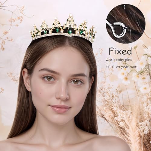 Elegant Baroque Pearl Rhinestone Tiara Crown for Weddings