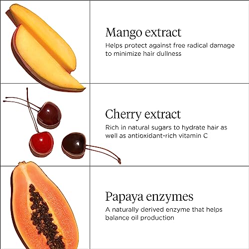 Briogeo Superfoods Mango + Cherry Balancing Shampoo, Replenish Dull, Dry Hair and Balance Oil for Oily Hair, Controls Oil and Nourished All Hair Types and Textures, Vegan, Cruelty-Free, 12.5 fl oz