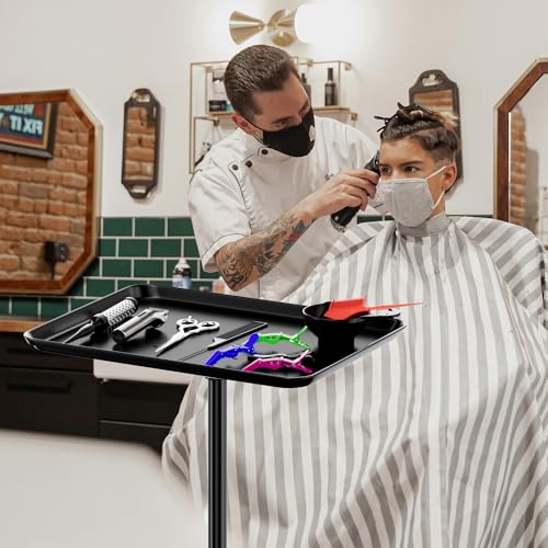 Salon Cart with Adjustable Height Tray on Wheels