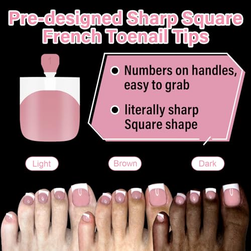 EBANKU Press On Toe Nails 150pcs French Pink Acrylic with Glue