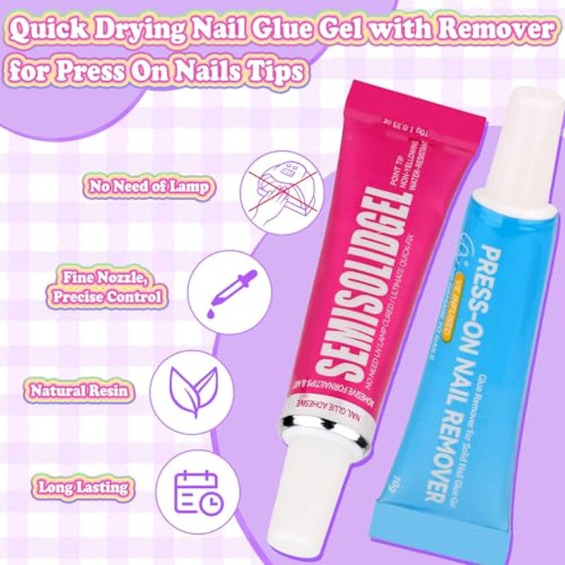 144 Pcs Press On Nails for Kids Girls with Glue Kit