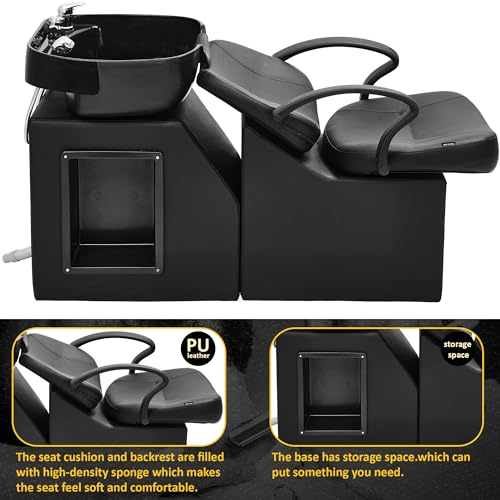 Barber Backwash Chair with ABS Shampoo Bowl - Spa Salon