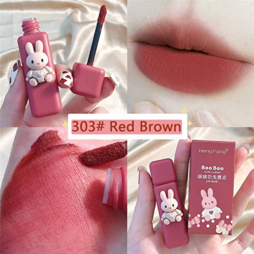Bunny Lip Gloss Set, 4-Color Matte Velvet Mousse Lipstick