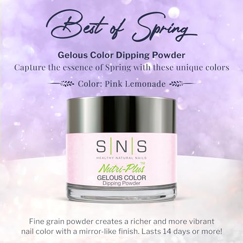 SNS Nail Dip Powder, Gelous Color Dipping Powder - Pink Lemonade (Pink/Pastel, Shimmer), BOS03 - Long-Lasting Acrylic Nail Color & Polish Lasts 14 Days - Low-Odor & No UV Lamp Required - 1 oz