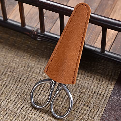 Small Facial Hair Scissors, Stainless steel (silver) Straight Tip Snips Beauty Grooming Kit for Eyebrows, Beard, Ear, Nose, Moustache Trimming with PU Case
