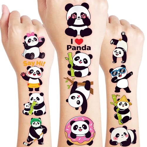 96 PCS Panda Bamboo Temporary Tattoos for Kids