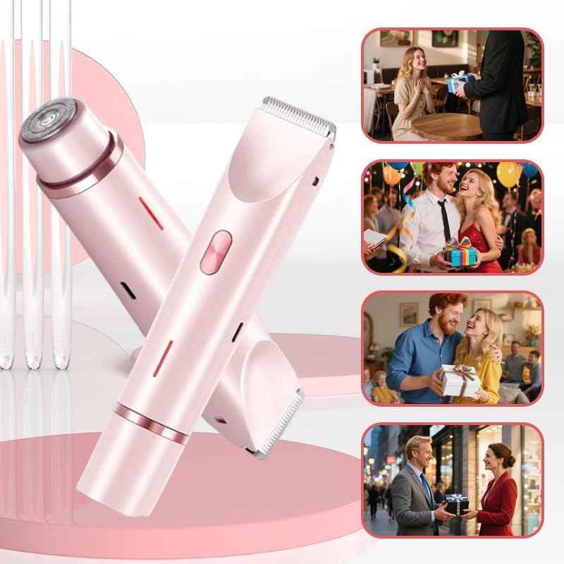 Bikini Trimmer for Women, Waterproof Electric Shaver – Painless Pubic Hair Remover with Ceramic Blades, USB-C Rechargeable (Pink)