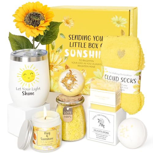 Spa Gift Basket for Women – Self Care Set with Candle, Bath Bombs & Socks