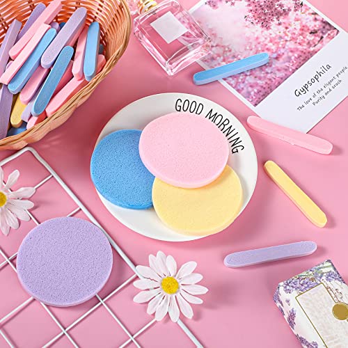 720 Count Makeup Facial Sponges Compressed Exfoliating Face Sponges for Cleansing Removal Wash Round Face Pads for Women Wash Cleansing Makeup, 4 Colors