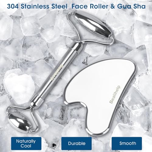 Stainless Steel Face Roller and Gua Sha Set