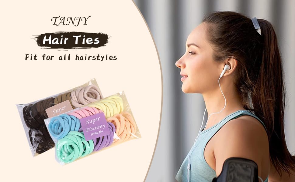 100PCS Hair Ties High elastic Women‘s hair bands Seamless Thick color mixed Hair Band Elastic Hair Ties Hold hair without damage Ponytail Holder