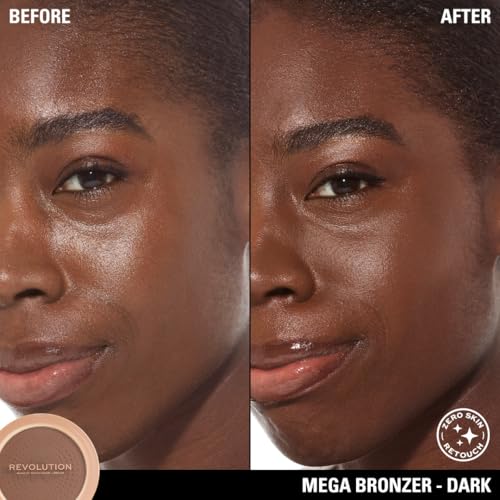 Revolution, Mega Bronzer Powder, Matte Finish, Buildable for All-Over Glow, Suitable for Light to Deep Skin Tones, Vegan & Cruelty-Free, Dark, 0.52 oz