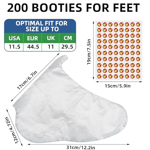 Disposable Paraffin Wax Bath Liners - Plastic Foot Covers, 200 Count