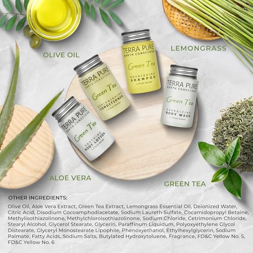 Terra Pure Green Tea Amenities Kit, 80 Pieces Travel Size