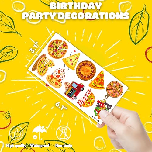 102 PCS Pizza Temporary Tattoos for Kids | Party Favors