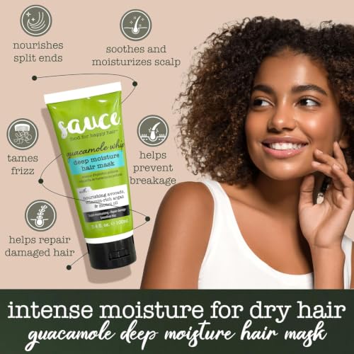 SAUCE Deep Conditioning Hair Mask - Guacamole Whip for Damaged, Dry Hair 3.4 Fl Oz