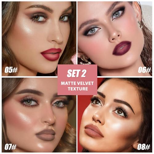 Matte Crayon Lipstick Lip Liner 4-Piece Set, Waterproof
