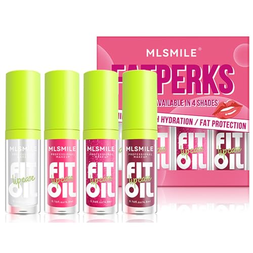 4 Colors Lip Oil Set - Long Lasting Hydrating Lip Gloss