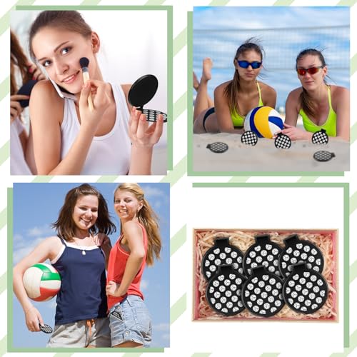 RattanView 24 Pcs Volleyball Compact Mirror Valentine Gifts for Team Folding Makeup Pocket Mirror Bulk 2.75 Inches Portable for Volleyball Team Girl Player Accessories Party Supplies(Black)