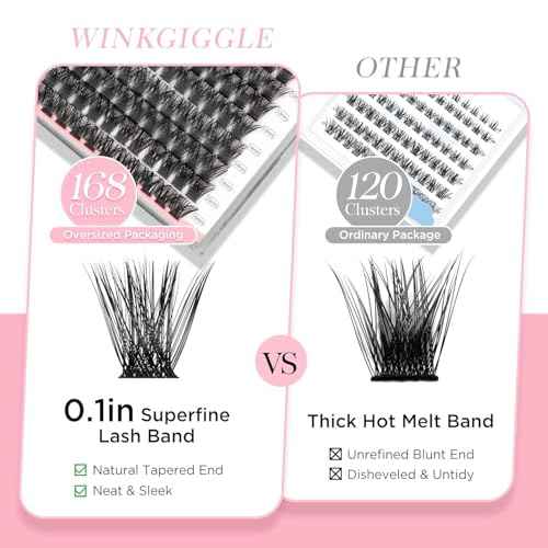 Lash Clusters 168Pcs Volume Cluster Lahes D Curl Eyelash Clusters,Winkgiggle Lash Clusters 10-16mm DIY Eyelash Extensions Natural Look Wispy Lashes,Reusable Thin Bland Individual Lashes (56D)