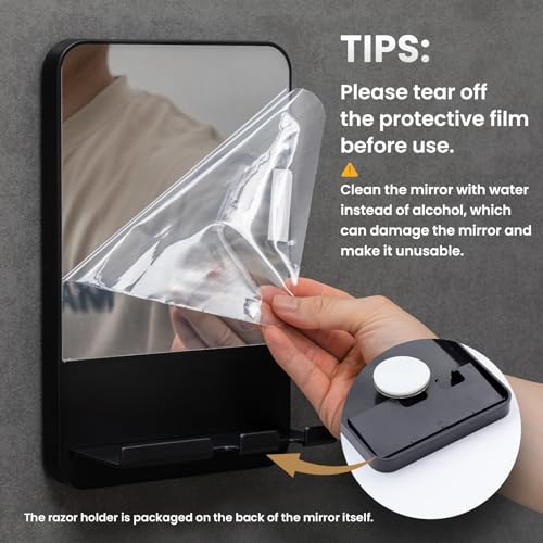 TAILI Fogless Shower Mirror with Razor Holder - Anti-Fog, Rust-Proof