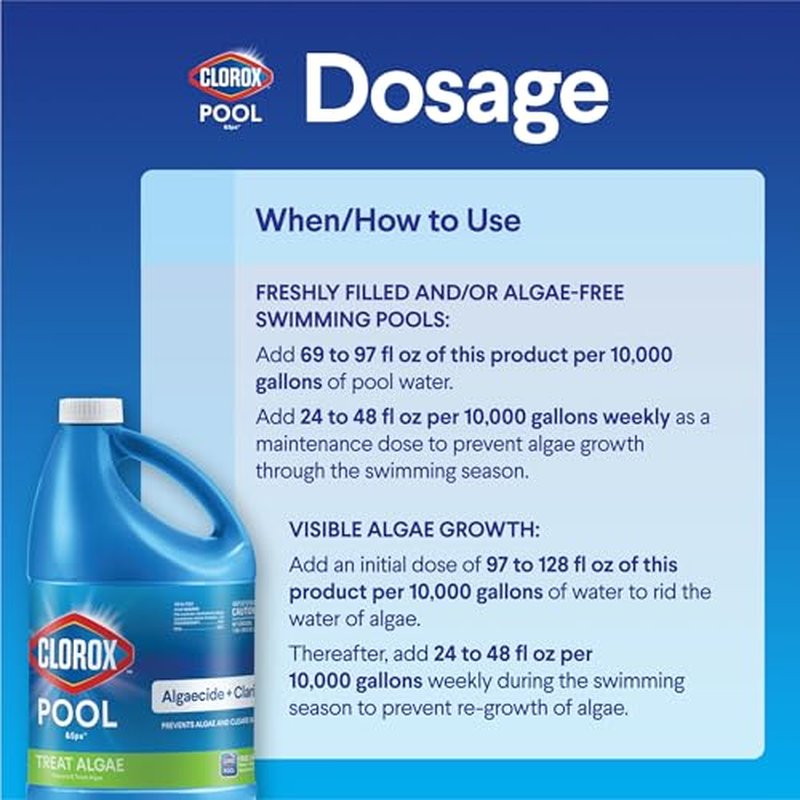 Clorox Pool&Spa Algaecide and Clarifier, 128 Fl Oz – Prevents Algae
