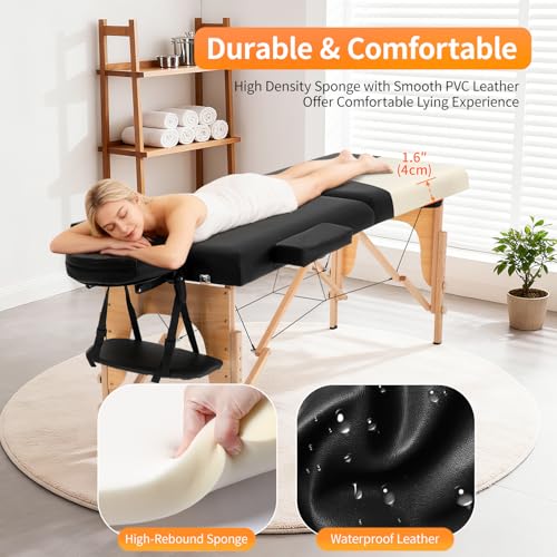 BestMassage Portable Massage Table 24" Wide Height Adjustable