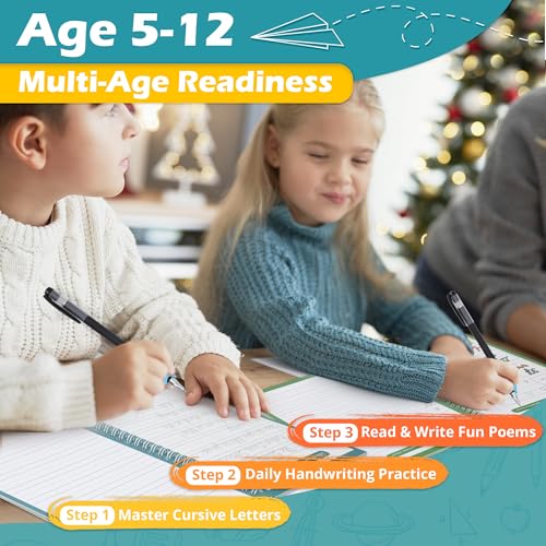 Cozodome Grooved Cursive Handwriting Workbook for Kids, Reusable Magic Practice Book