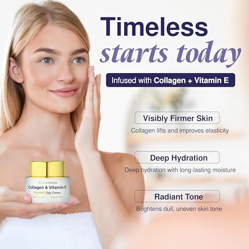 Collagen & Vitamin E Face Moisturizer - Dermatologist Tested, Anti Aging, Korean Skin Care - Hydrates, Strengthens Moisture Barrier, Smooth Makeup - Vegan, Clean Beauty - 1.69 Fl Oz