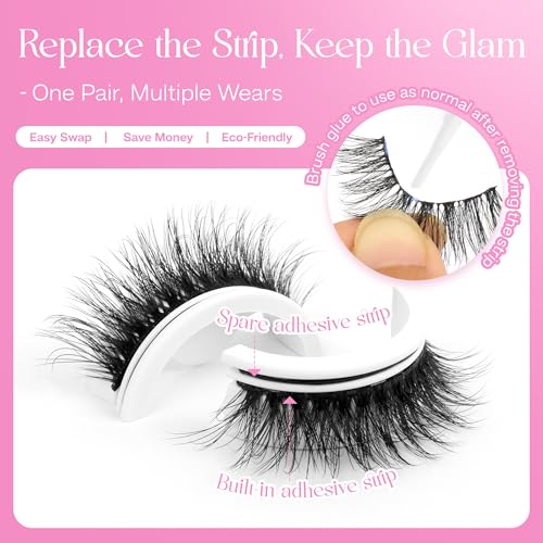 Self-Adhesive False Eyelashes - 5 Pairs Reusable Cat Eye Lashes