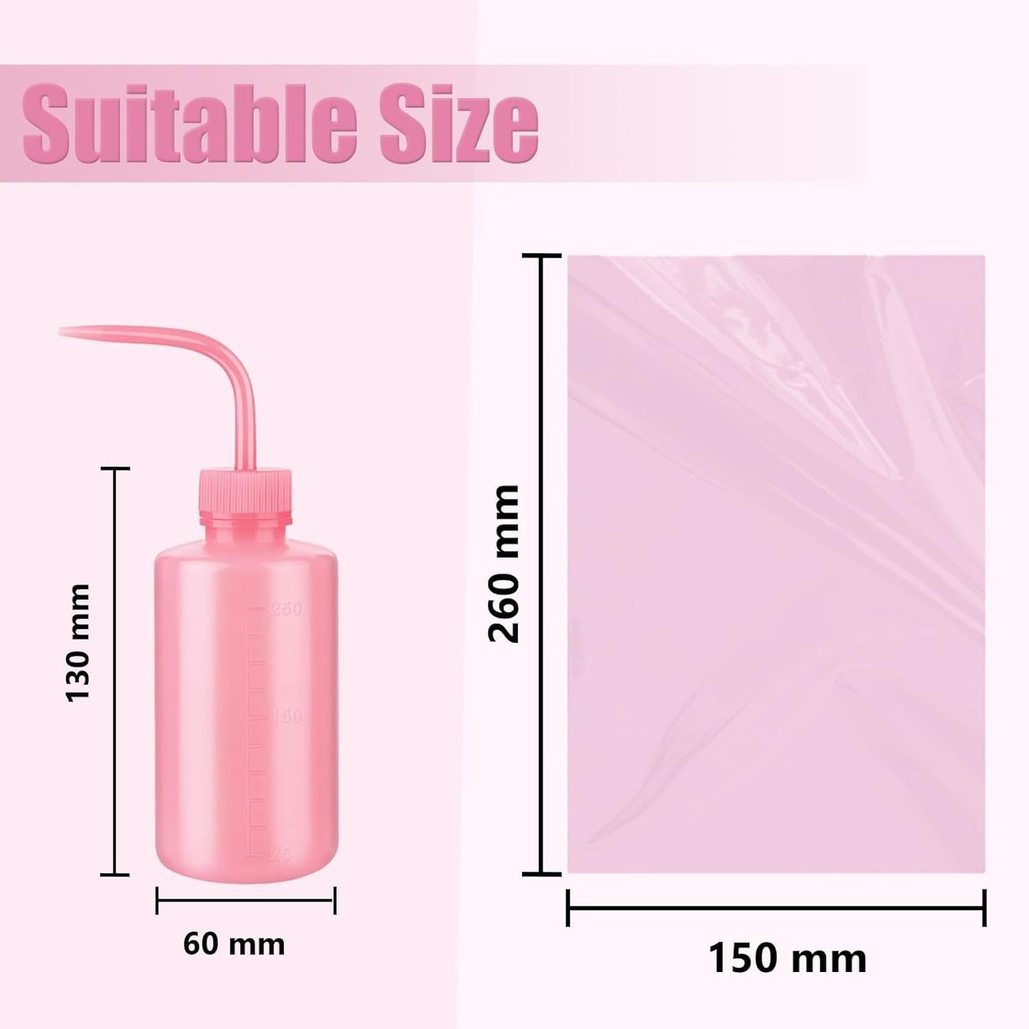Tattoo Bottle Bags with 2pcs Squeeze Bottles -LEEYUKA 250pcs Pink Wash Bottle Covers With 2pcs 250ml Bottles Squeeze Bottle Sleeves for Tattoo Bottles Pink Tattoo Supplies