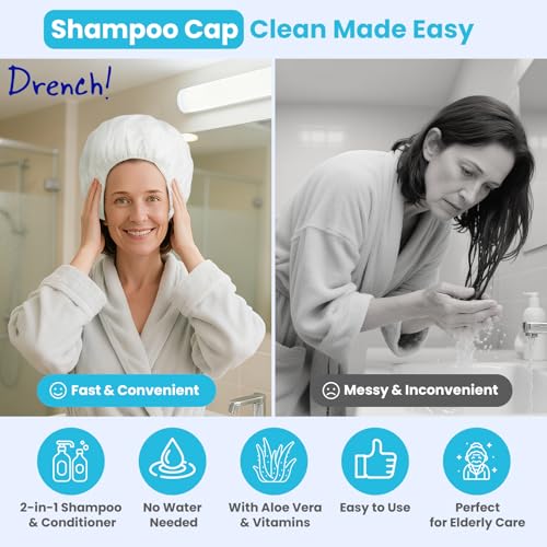 Drench No Water Hair Washing Cap 1 Ounce Pack of 18 Waterless Shampoo & Conditioner