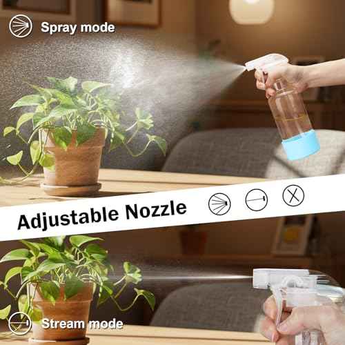 Glass Spray Bottles with Silicone Sleeve 16.9oz 2 Pack Empty Spray Bottle for Hair Mist/Stream Spraying for Cleaning Solutions, Plants, Essential Oils (clear-qblue&grey)