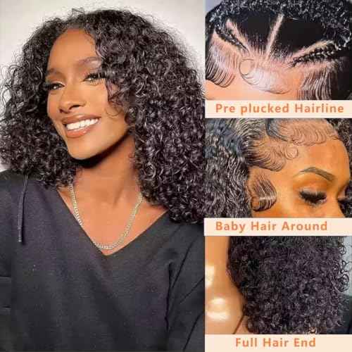 250% Density Curly Wig Human Hair 13x6 Lace Front Wigs Human Hair With Baby Hair Plucked Bleached Tiny Knots Kinky Curly Wig For Women Real Human Hair 20inch