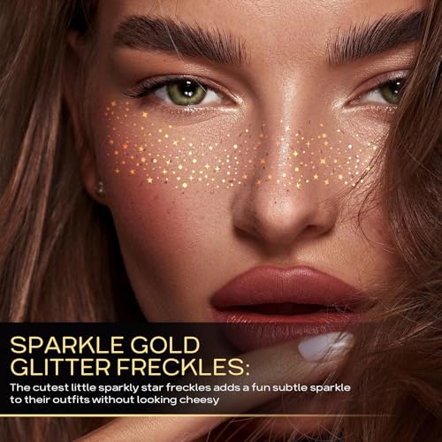 Gold Glitter Freckles Temporary Tattoo - 10 Piece Set