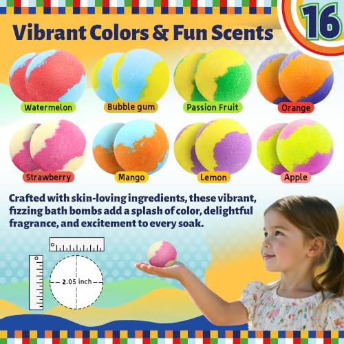 Kids Bath Bombs with Surprise Toys - 16 Pack Organic Fizzies