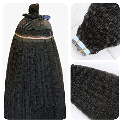 SUYYA Kinky Straight Tape In Hair Extensions 12 Inch
