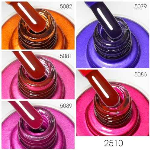 VENALISA Gel Nail Polish Set, 5 Colors 10ML Gel Polish Kit Orange Purple Pink Color Soak Off Salon Manicure DIY at Home Nail Art For Girls Women