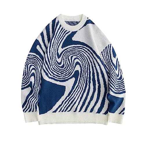 Yimoon Mens Graphic Sweaters Unisex Oversized Casual Knitted Long Sleeve Pullover Jumper Tops