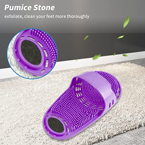 Silicone Shower Foot Scrubber Personal Foot Massage and Cleaning with Soft Silicone Bristles and Non-Slip Suction Cups, Foot Scrubbers for Use in Shower Men and Women (1PCS Purple)