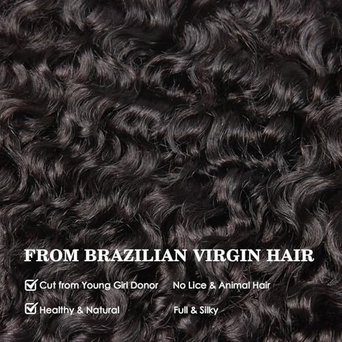 WEQUEEN 14 Inch Burmese Curly Human Hair Bundles - Natural Black