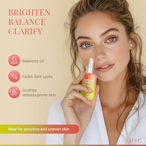 Azelaic Acid Face Serum 10% for Women ? Brightening & Clarifying Facial Serum with Niacinamide, Vitamin C, Hyaluronic Acid & Jojoba Oil ? Redness & Dark Spot Balancing, 1 fl oz
