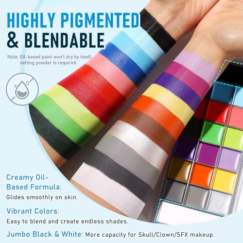 UCANBE 20-Color Face & Body Paint Kit with Brushes & Powder