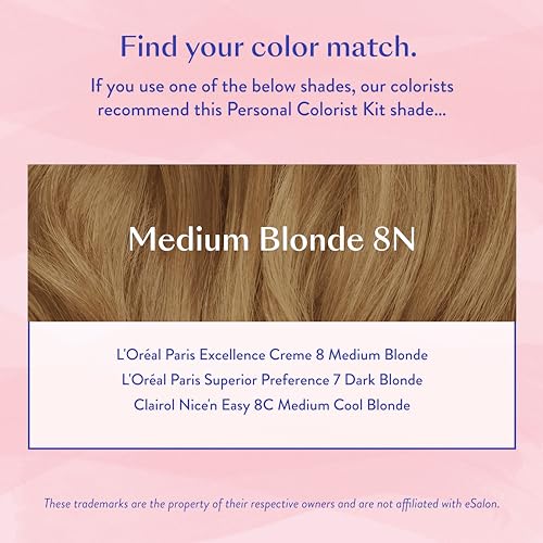 eSalon Permanent Hair Color Kit Medium Blonde 8N - Gray Coverage & Professional Results