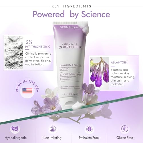 DERMAdoctor Seborrheic Dermatitis Shampoo ? 2% Pyrithione Zinc Face Wash, Dermatologist Formulated Anti Dandruff Shampoo for Women, Itchy Scalp Treatment for Hair, Beard, Face & Body ? 7.10 oz