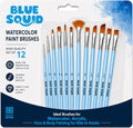 Blue Squid Light Blue Watercolor Paint Brushes Set of 12 - Artist & Face Painting