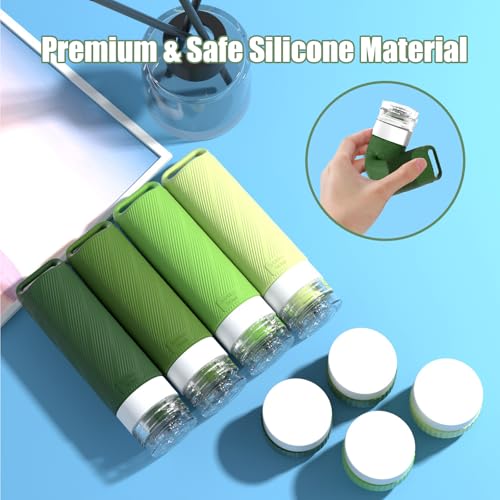 Udihch 26Pcs Travel Toiletry Containers Set Green - Silicone Leakproof TSA Approved